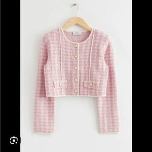 & other stories Pink Tweed Cropped Jacket blazdr